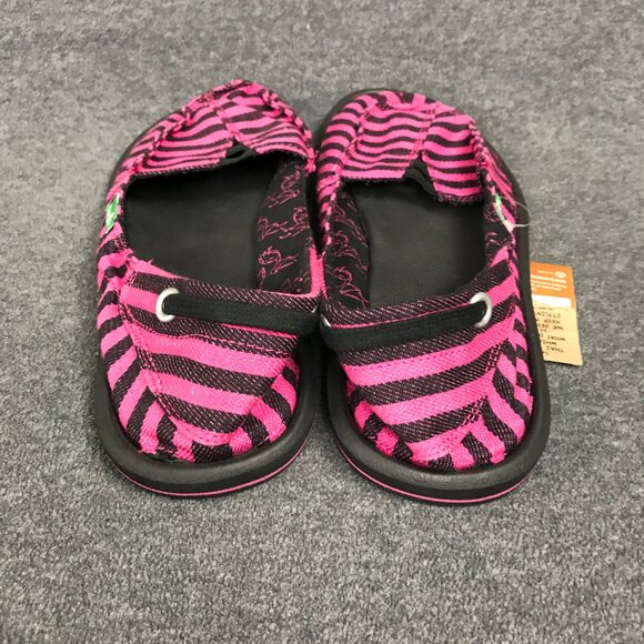 Sanuk Castaway Black Pink Stripe Slip-On Women’s 7 Sidewalk Surfer Sneakers NWT - Picture 6 of 7